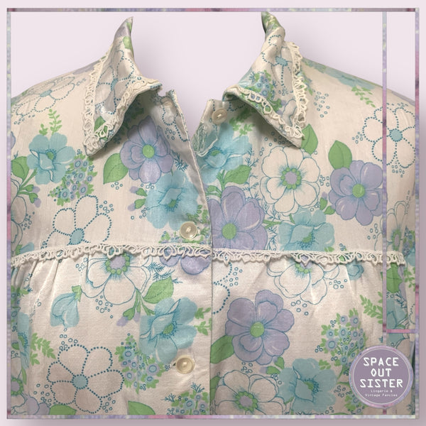 Vintage Mauve & Blue Flower Nightdress