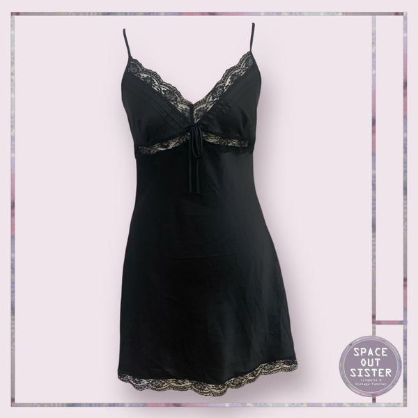 TCM Black Lace Trim Slip Dress