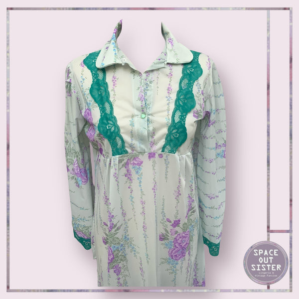 Vintage Mauve Garden Collar Nightdress