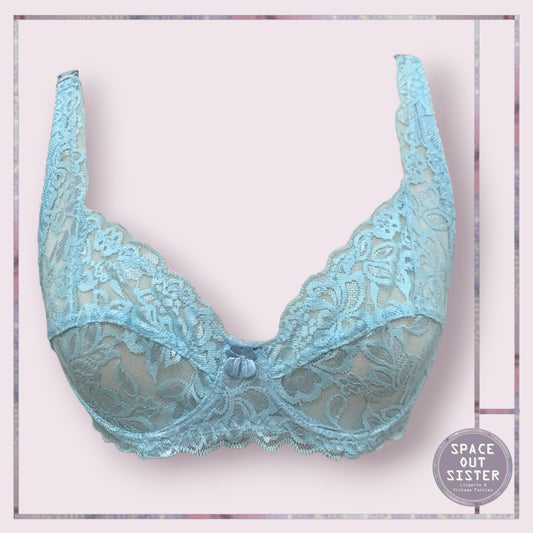 Blue Lace Underwire Bra