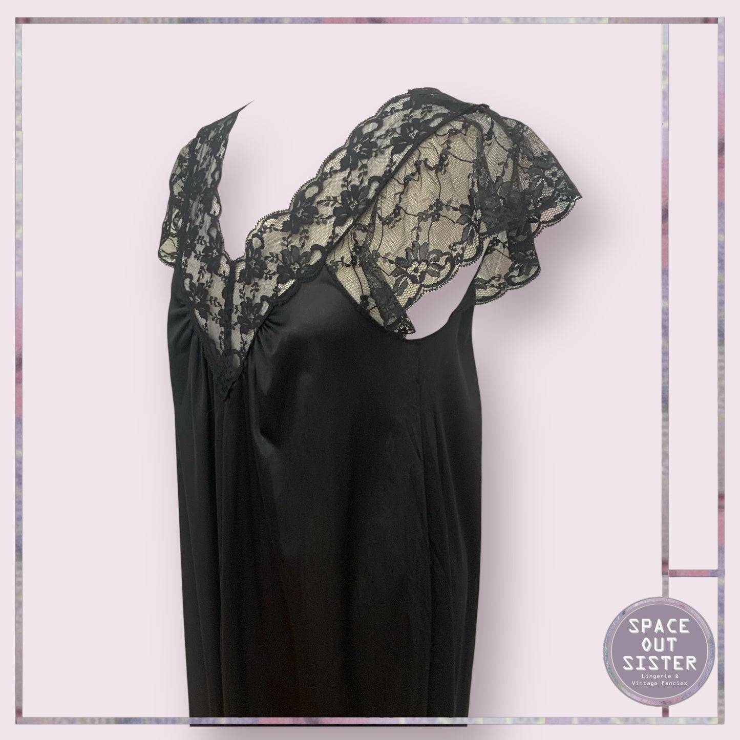 Vintage Lace Black Nightdress