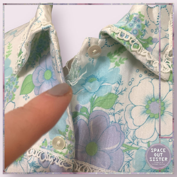 Vintage Mauve & Blue Flower Nightdress