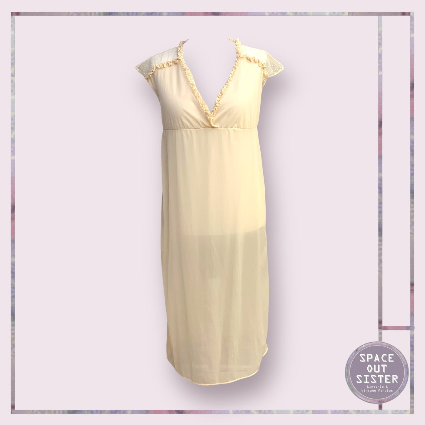 Vintage Polka Shoulder Ruffle Nightdress