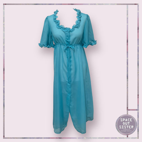 Vintage Ruffle Nightdress in Turquoise
