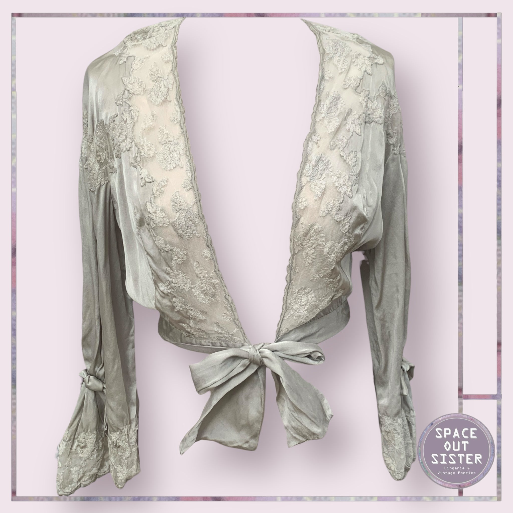 Vintage Silk Silver Bed Jacket
