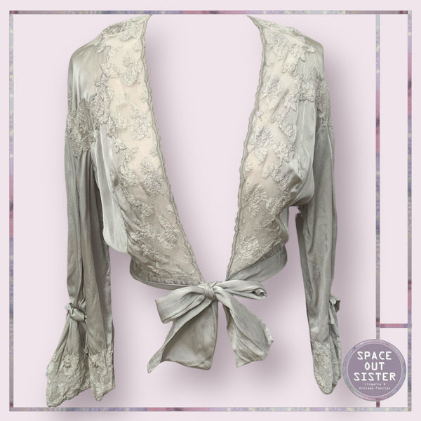 Vintage Silk Silver Bed Jacket
