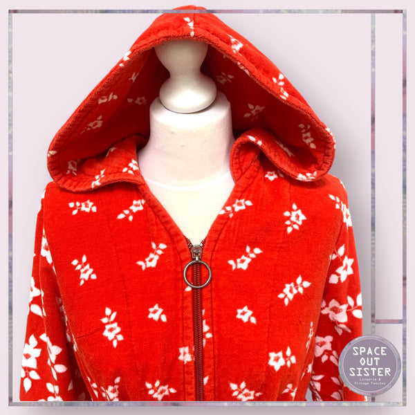 Vintage Red With Hood Cotton Robe