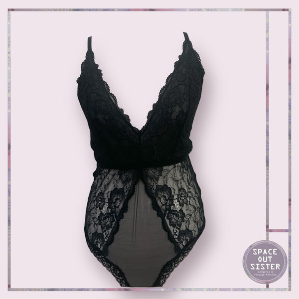 Vintage Black Lace Bodysuit