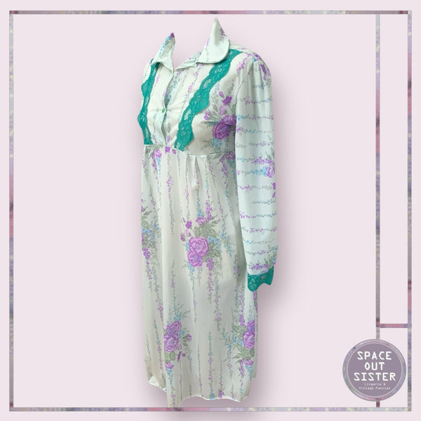 Vintage Mauve Garden Collar Nightdress