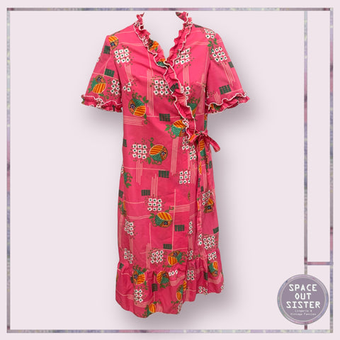 Vintage Cerise Print Short Robe