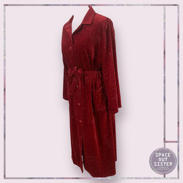 Vintage Ruby Red Specked Cotton Robe