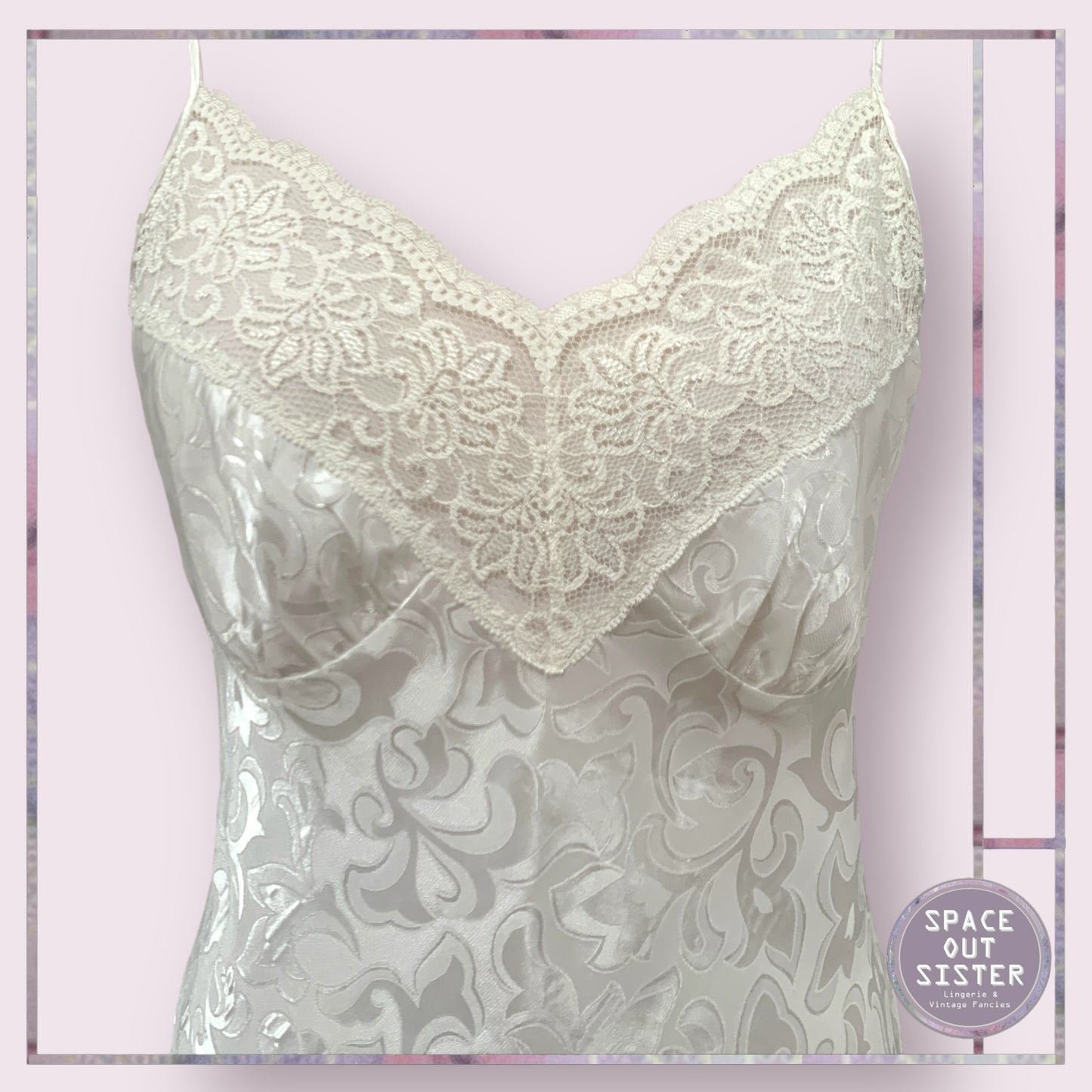 Vintage Embossed Satin Slip Dress