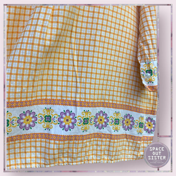 Vintage Grid Orange Cotton Nightdress