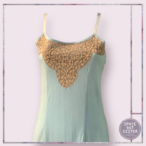 Vintage Tricot Taupe Lace Slip