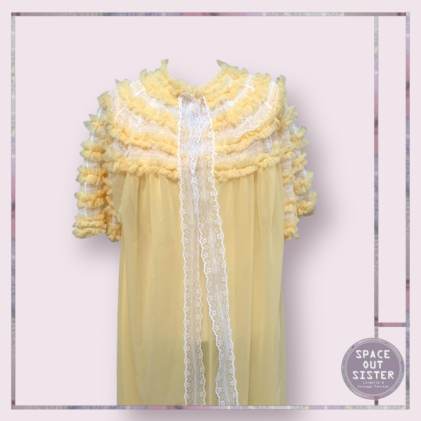 Vintage Yellow Peignoir Set