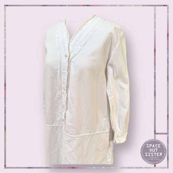 Antique Cotton Lace Neckline Nightdress