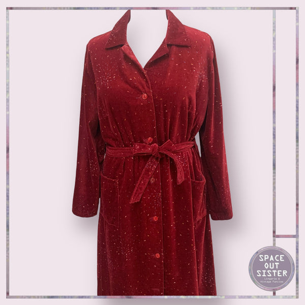 Vintage Ruby Red Specked Cotton Robe
