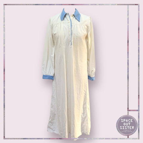 Vintage Blue Collar Cotton Nightshirt