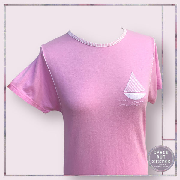 Vintage Circa 1980s Cotton Boat Nightdress