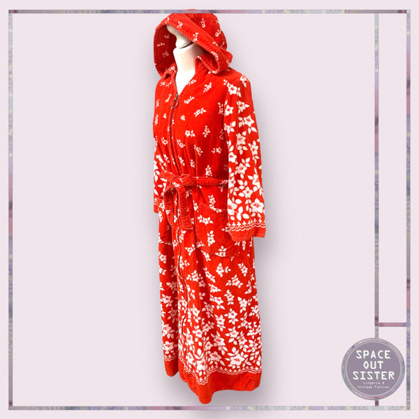 Vintage Red With Hood Cotton Robe