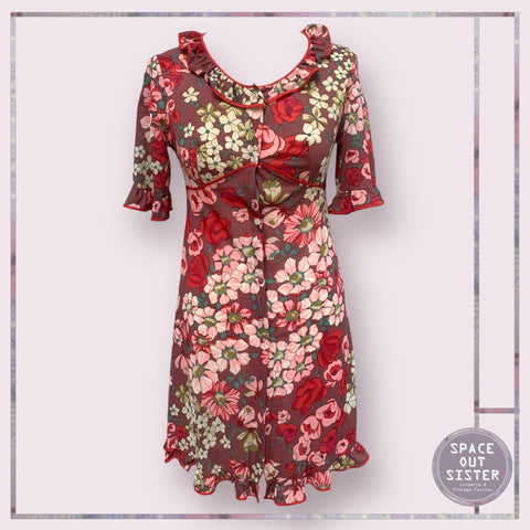 Vintage Pink & Red Print Robe