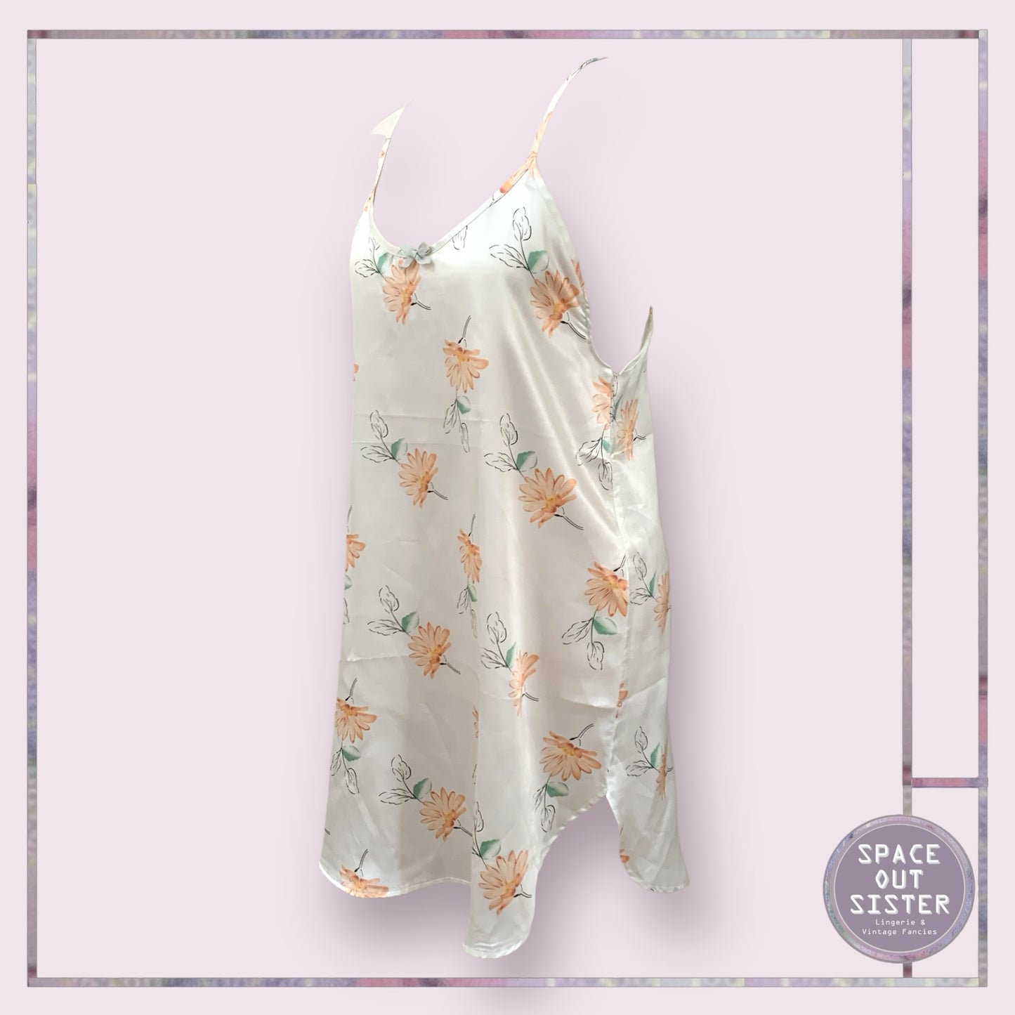 Vintage Peach Flower Slip Dress
