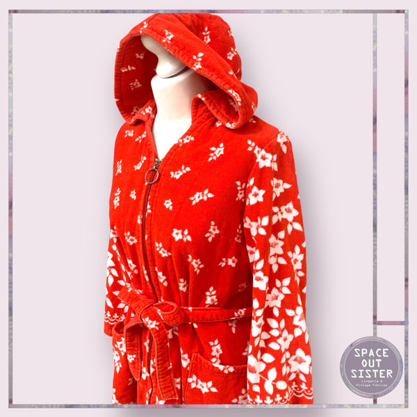 Vintage Red With Hood Cotton Robe
