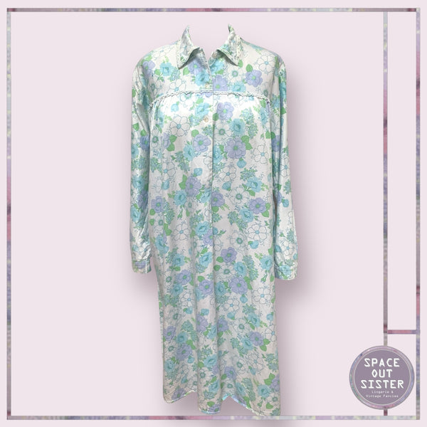 Vintage Mauve & Blue Flower Nightdress