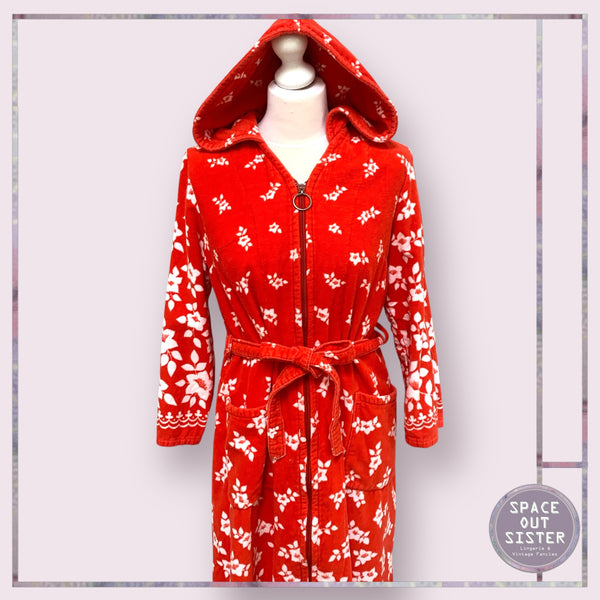 Vintage Red With Hood Cotton Robe