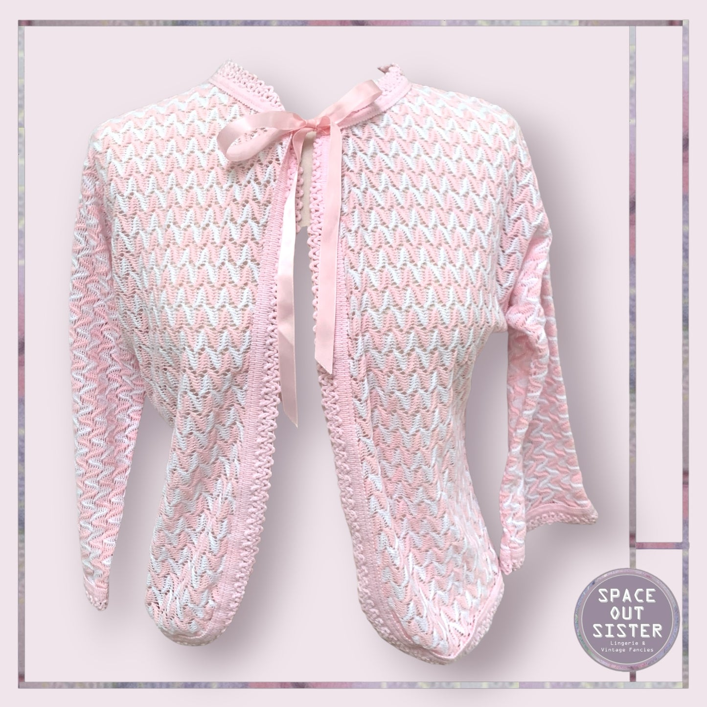 Vintage Bed Jacket in Pink & White