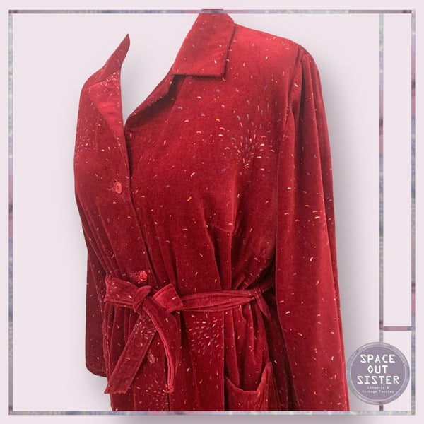 Vintage Ruby Red Specked Cotton Robe