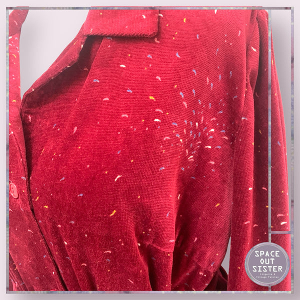 Vintage Ruby Red Specked Cotton Robe