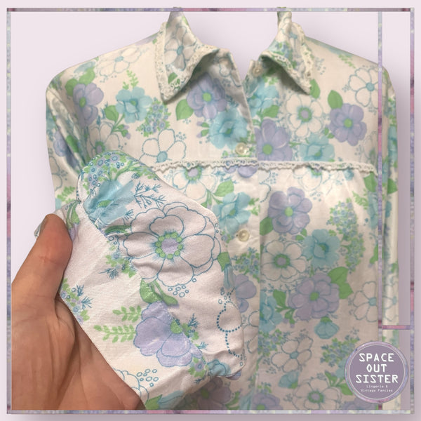Vintage Mauve & Blue Flower Nightdress