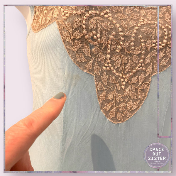 Vintage Tricot Taupe Lace Slip