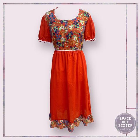 Vintage Red Floral Nightdress