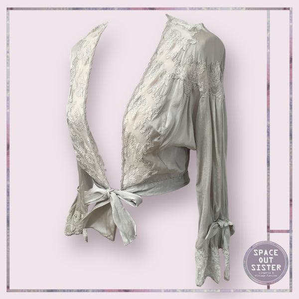 Vintage Silk Silver Bed Jacket