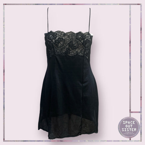 Vintage Black Mini Slip Dress