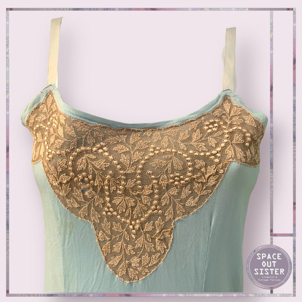 Vintage Tricot Taupe Lace Slip