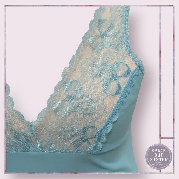 Vintage Blue Bow Lace Slip