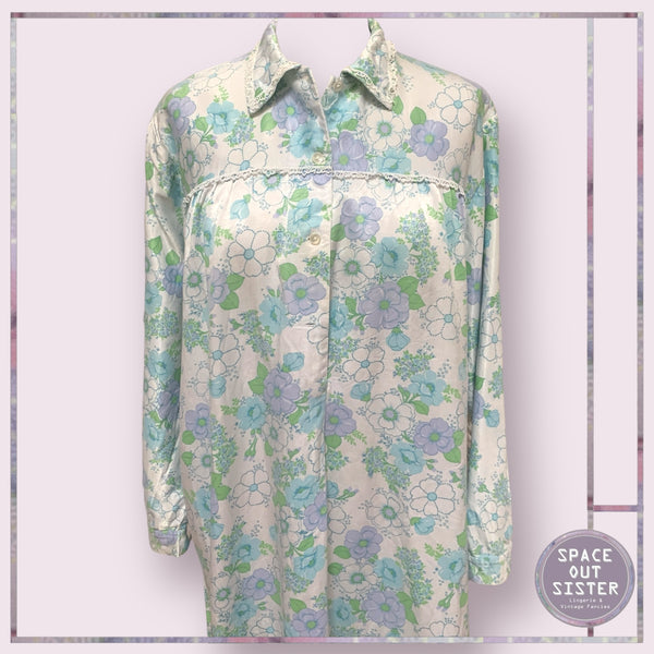 Vintage Mauve & Blue Flower Nightdress