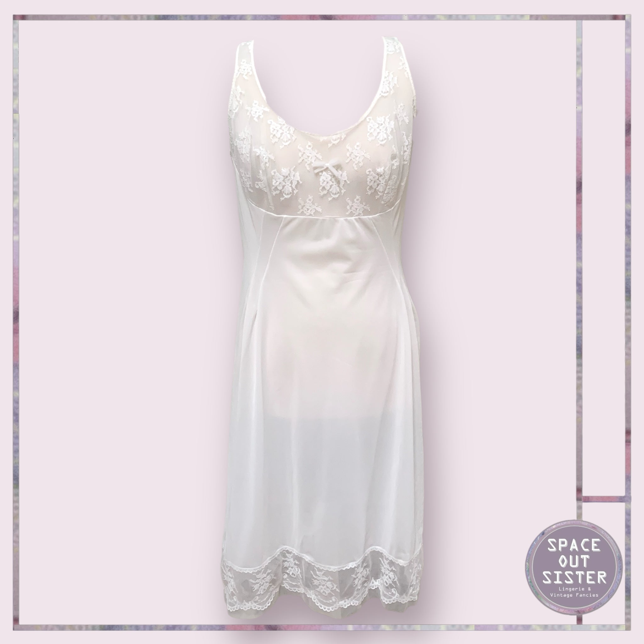 Vintage White Lace Overlay Slip