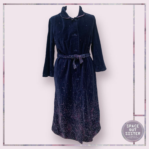 Vintage Micro Floral Navy Robe