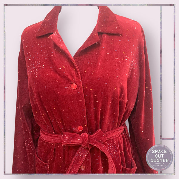 Vintage Ruby Red Specked Cotton Robe