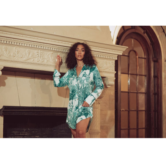 New Palm Toile Bamboo Jersey Sleepshirt