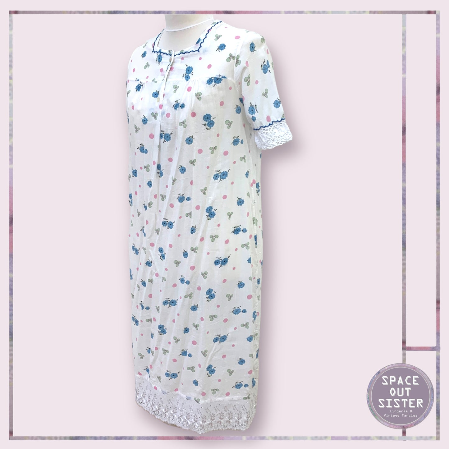 Vintage Cotton Lace Trim Nightdress