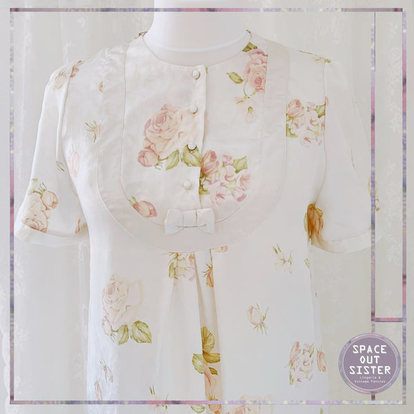 Vintage French Floral Satin Nightdress