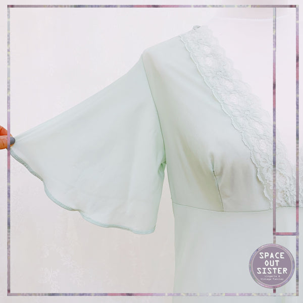 Circa 1970s Seafoam Butterfly Sleeve Nightdress
