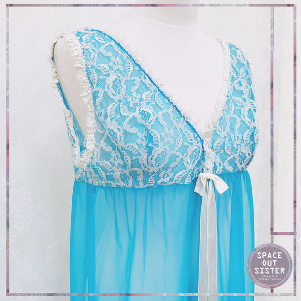 Circa 1970s Turquoise Peignoir Set